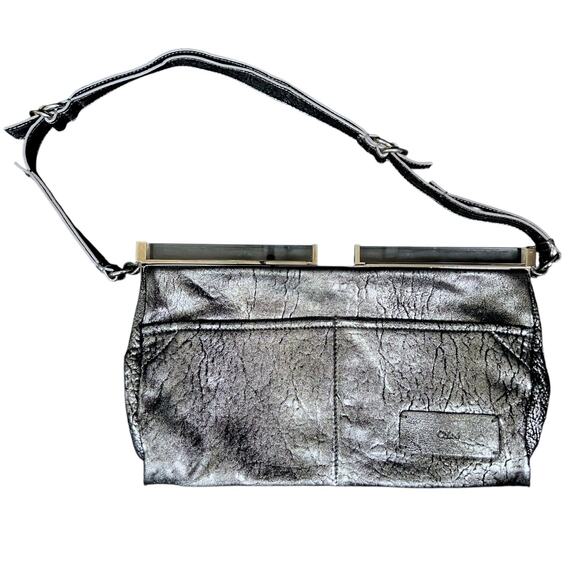 Chloe Handbags - Chloe Lucite Handle Silver Leather Clutch Handbag Vintage Y2K $1,495 Retail Lux